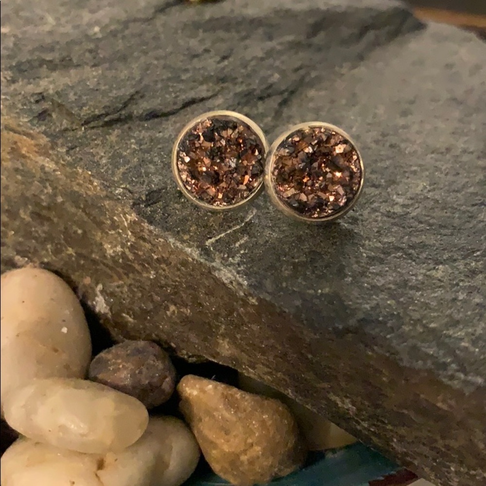 Brown Sparkly Statement Earrings